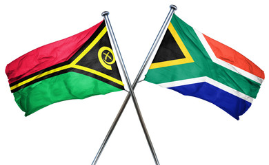 Vanatu flag with South Africa flag, 3D rendering