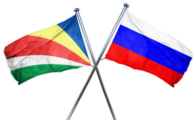 seychelles flag with Russia flag, 3D rendering