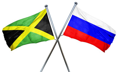 Jamaica flag with Russia flag, 3D rendering