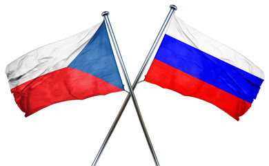 czechoslovakia flag with Russia flag, 3D rendering