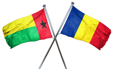 Guinea bissau flag with Romania flag, 3D rendering