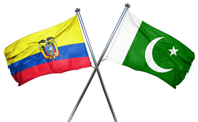 Ecuador flag with Pakistan flag, 3D rendering