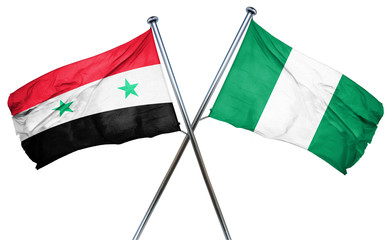 Syria flag with Nigeria flag, 3D rendering