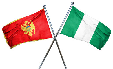 Montenegro flag with Nigeria flag, 3D rendering