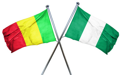 Mali flag with Nigeria flag, 3D rendering