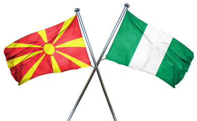 Macedonia flag with Nigeria flag, 3D rendering