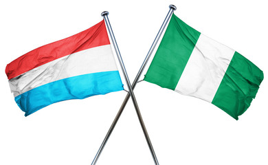 Luxembourg flag with Nigeria flag, 3D rendering