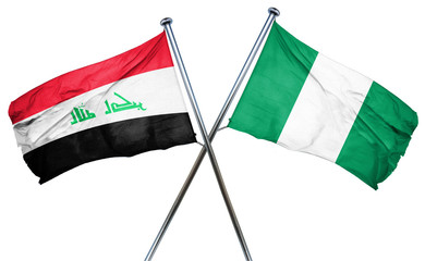 Iraq flag with Nigeria flag, 3D rendering