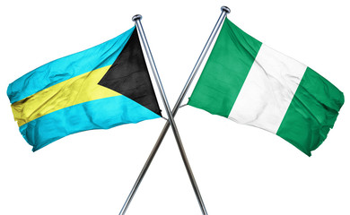 Bahamas flag with Nigeria flag, 3D rendering