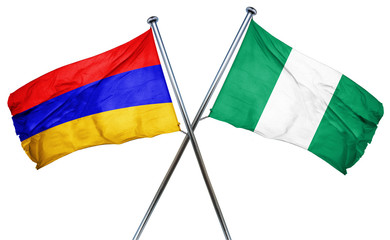 Armenia flag with Nigeria flag, 3D rendering