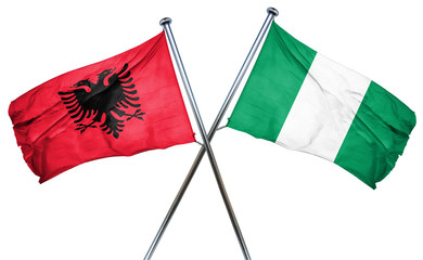 Albania flag with Nigeria flag, 3D rendering