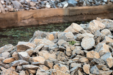 Fototapeta na wymiar Large Crushed Stone Chunks