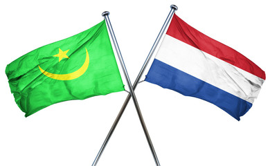 Mauritania flag with Netherlands flag, 3D rendering