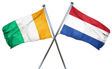 Ivory coast flag with Netherlands flag, 3D rendering
