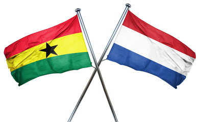 Ghana flag with Netherlands flag, 3D rendering