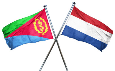 Eritrea flag with Netherlands flag, 3D rendering