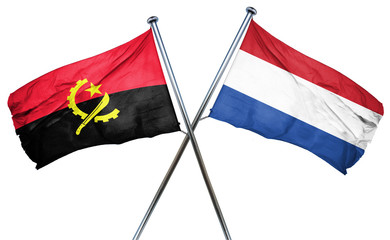 Angola flag with Netherlands flag, 3D rendering