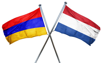 Armenia flag with Netherlands flag, 3D rendering