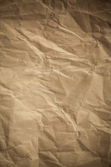 Old crumpled paper,  Brown crumpled paper texture for background