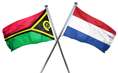 Vanatu flag with Netherlands flag, 3D rendering