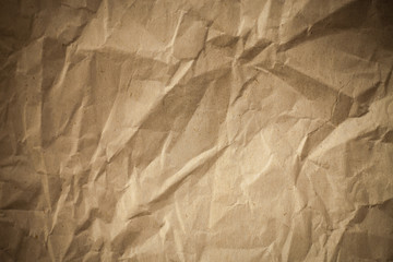 Old crumpled paper,  Brown crumpled paper texture for background