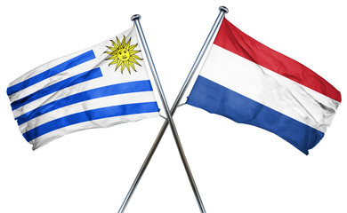 Uruguay flag with Netherlands flag, 3D rendering