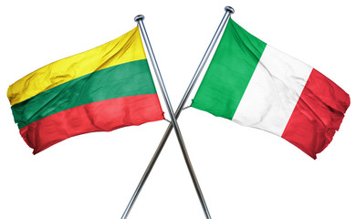 Lithuania flag with Italy flag, 3D rendering