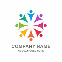 Circle People Community Social Relationship Vector Logo Template