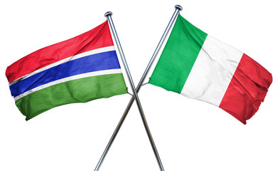 Gambia flag with Italy flag, 3D rendering