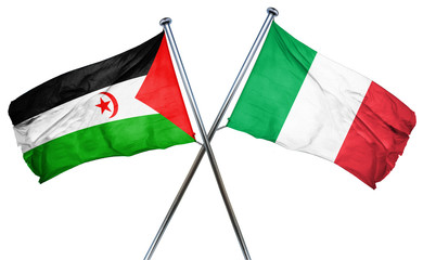 Western sahara flag with Italy flag, 3D rendering