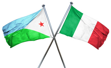 Djibouti flag with Italy flag, 3D rendering