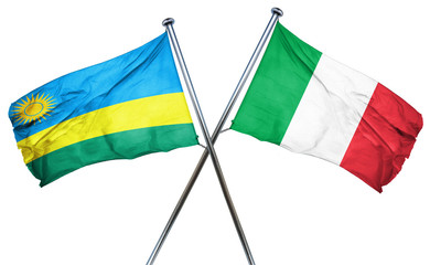 Rwanda flag with Italy flag, 3D rendering