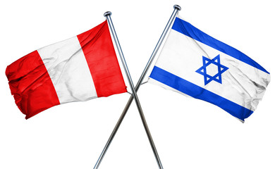 Peru flag with Israel flag, 3D rendering