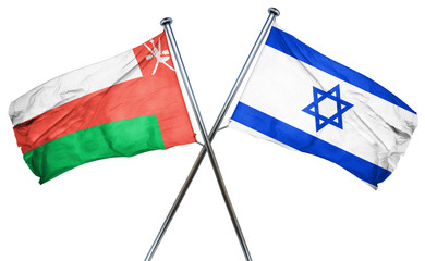 Oman flag with Israel flag, 3D rendering