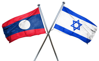 Laos flag with Israel flag, 3D rendering