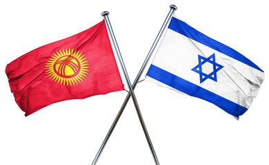 Kyrgyzstan flag with Israel flag, 3D rendering