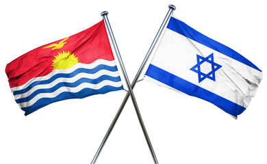 Kiribati flag with Israel flag, 3D rendering