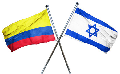 Colombia flag with Israel flag, 3D rendering