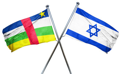 Central african republic flag with Israel flag, 3D rendering