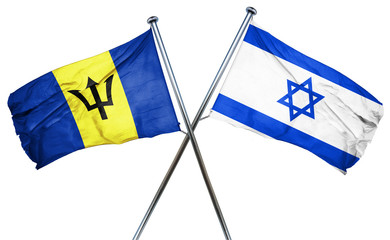 Barbados flag with Israel flag, 3D rendering