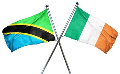Tanzanian flag with Ireland flag, 3D rendering