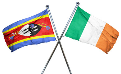Swaziland flag with Ireland flag, 3D rendering