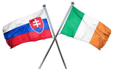 Slovakia flag with Ireland flag, 3D rendering