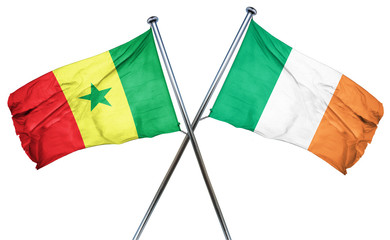 Senegal flag with Ireland flag, 3D rendering