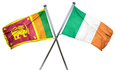 Sri lanka flag with Ireland flag, 3D rendering