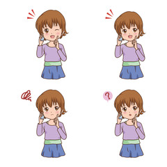 女の子　電話　イラスト