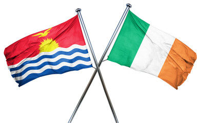 Kiribati flag with Ireland flag, 3D rendering