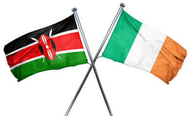 Kenya flag with Ireland flag, 3D rendering
