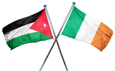 Jordan flag with Ireland flag, 3D rendering