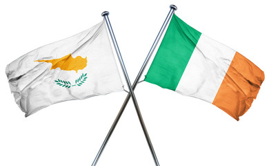 Cyprus flag with Ireland flag, 3D rendering